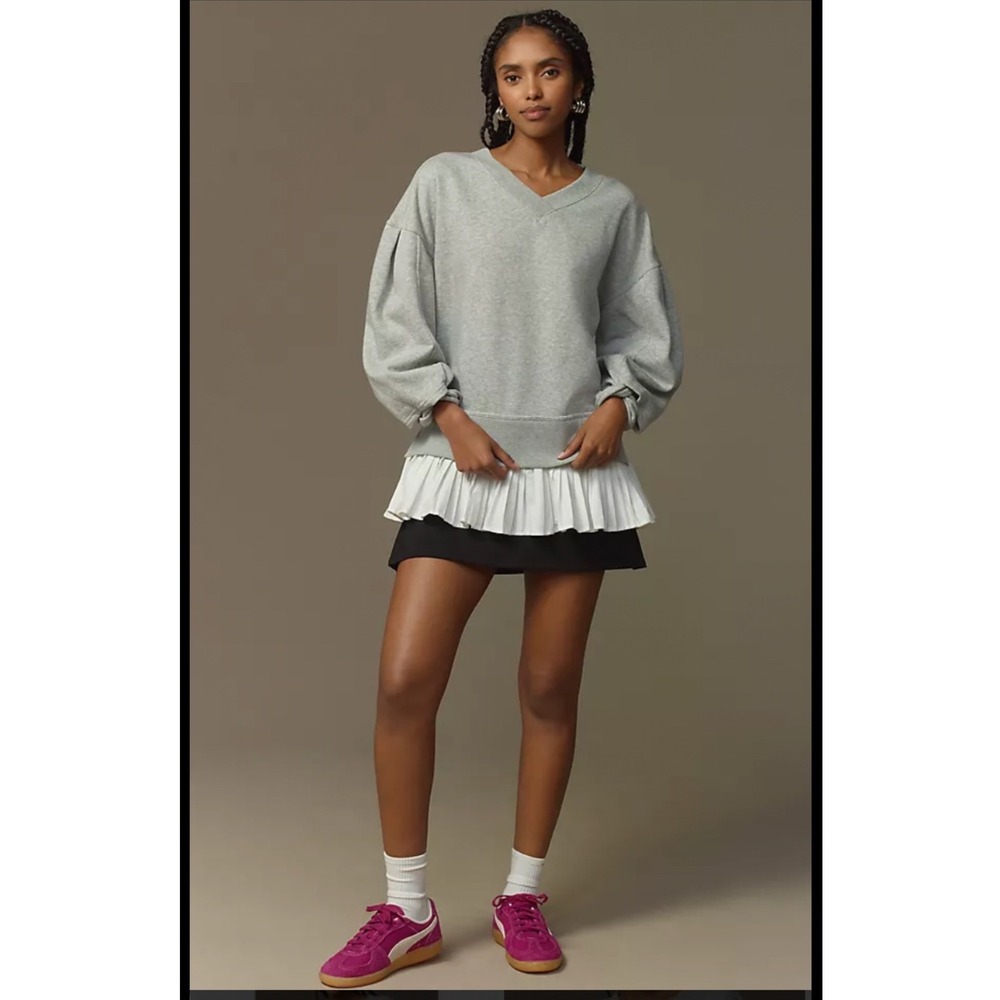 Maeve Anthropologie Long Sleeve Twofer Knit Pullover Sweatshirt XS Oversized